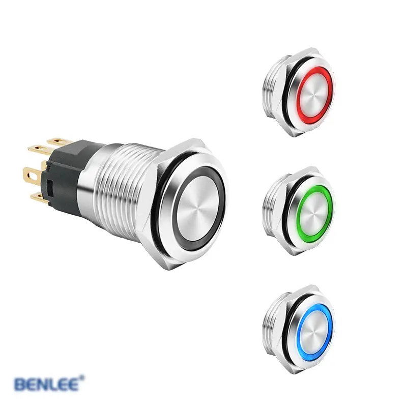 BENLEE en çok satan RGB 16mm/19mm/22mm yüksek akım serisi Metal düğme anahtarı kırmızı yeşil mavi Led özelleştirilmiş su geçirmez Ip65
