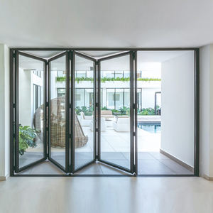 מסגרת אלומיניום מודרנית מתקפלת זכוכית פיברגלס קיפול דלת קיר אלומיניום-עיצוב קומפקטי לחללים קטנים וילות קניון להשתמש בהוכחת דליפה - Product Image 2