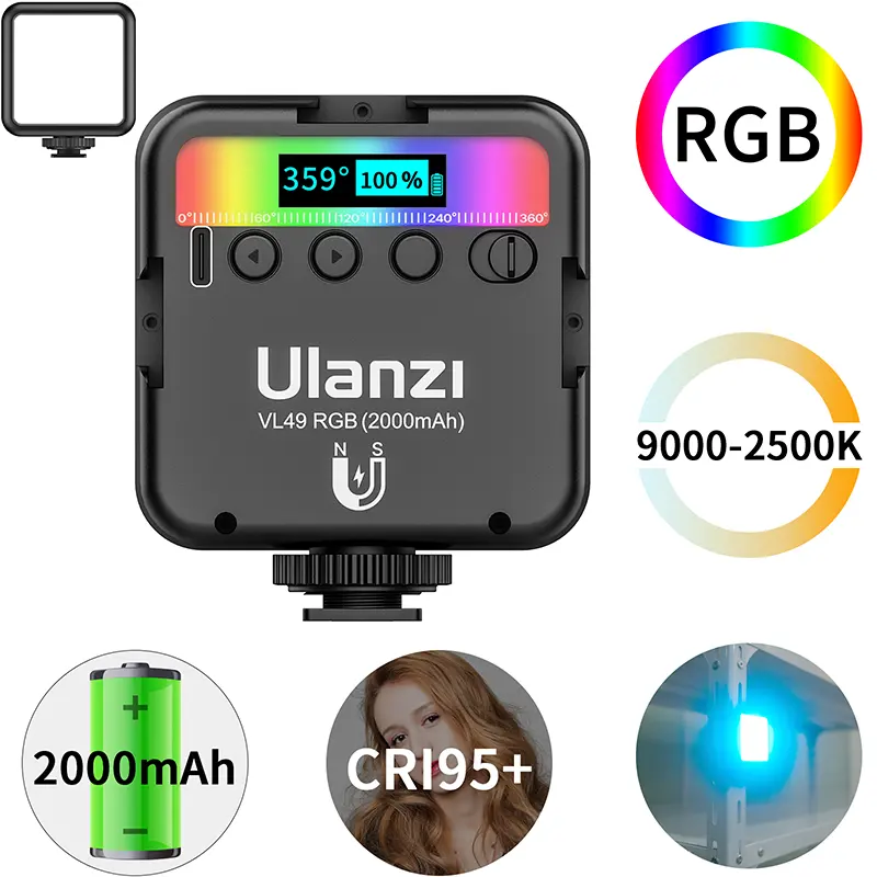 Ulanzi VL49 Mini RGB LED Video ışığı 2000mAh taşınabilir cep fotografik aydınlatma Vlog doldurun işık Smartphone DSLR SLR lamba