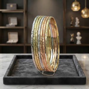 Lot de bracelets plaqués or 3 tons, ensemble de bracelets tricolores, ensemble de bracelets multicolores, ensemble de bracelets en laiton 3 tons. - Product Image 4