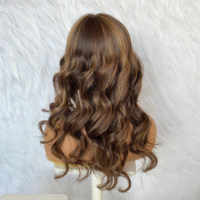 Perruque Full Lace sans colle, dentelle HD, nœuds blanchis, cheveux de bébé, couleur piano avec mèches, perruque médicale pour femmes atteintes d'alopécie