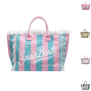 Bolso Tote de Mezclilla Estampado Hecho a Mano de Gran Capacidad con Letras Cosidas Multicolor y Borla para la Universidad - Product Image 1