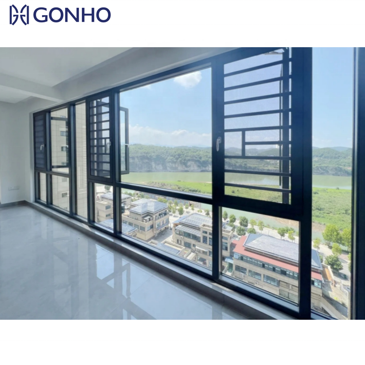 GONHO Heat Sound UV Protection Insulation Aluminum Frame Sash Casement System Window For Houses Seal the Balcony