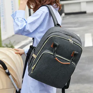 Multifunctional Large Capacity Fashion Mommy Backpack Vintage Nylon Diaper Bag