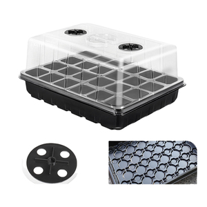 Plateau de pépinière léger en PS à 24 cellules, rectangulaire, réutilisable, avec trou de drainage et couvercle respirant pour semis hydroponiques - Product Image 1