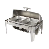 Edelstahl 201 Restaurant Buffet Servierset mit Dampfgarer und Alkoholheizung, 9L Fassungsvermögen für Catering Chafing Dish Warmhaltefunktion