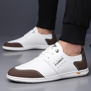 Faishion – chaussures décontractées blanches pour hommes, chaussures de marche à bout rond, respirantes, doublure en PU, semelle en caoutchouc - Product Image 2