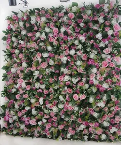 Exhibition Stand Slik Roses Artificial Flower Wall For Holiday Party Home Wedding
