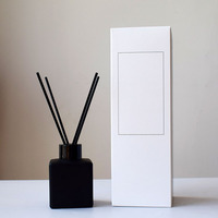 Bouteille diffuseur de parfum en verre de luxe, noire mate, carrée, 50ml, 100ml, 200ml, avec embout fileté, pour diffuseur de parfum d'ambiance.