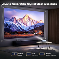Projecteur Android 13 en promotion, 4800 lumens, 1080P natif, design cylindrique portable, correction automatique de la distorsion trapézoïdale, double Wi-Fi, BT5.0, home cinéma