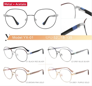 Phụ nữ chất lượng cao retro thời trang Kính mắt khung kích thước nhỏ kim loại + acetate kính quang học - Product Image 5