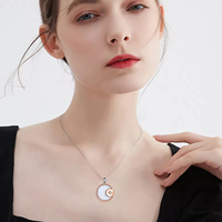 Fine Jewelry Collier pendentif étoile opale blanche ronde en argent sterling 925 plaqué or rose