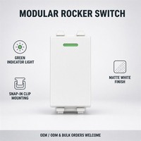 Interrupteur mural modulaire CNFLY vert et blanc 16A 250V 12mm IP20 simple allumage, durable, installation facile, norme thaïlandaise, en PC
