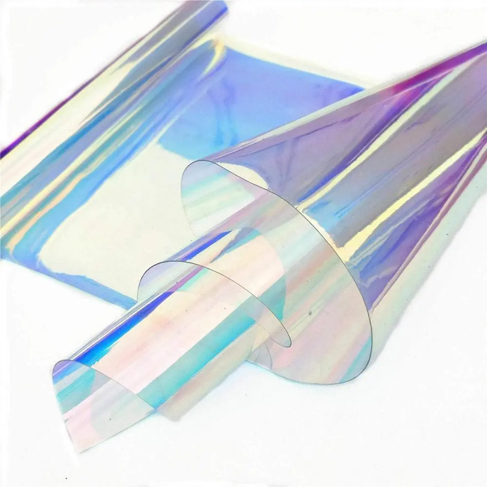 Rolo de filme de laminação holográfica dicromática transparente pvc para sacos, roupas, design acrílico e arte