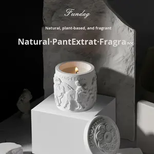 Tinh tế cứu trợ cổ điển đen trắng thạch cao Cốc Nhà Máy sáp đậu nành Trung Quốc hình trụ Hộp quà tặng cao cấp nghệ thuật nến lưu niệm - Product Image 5