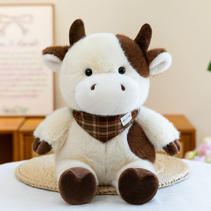 Nouvel Arrivage Peluche Vache Mignonne et Moelleuse, Modè<span class=keywords><strong>le</strong></span> Écharpe, Jouet en Peluche Adorable Vache de Dessin Animé, Coussin à Câliner pour Enfants - Product Image 5