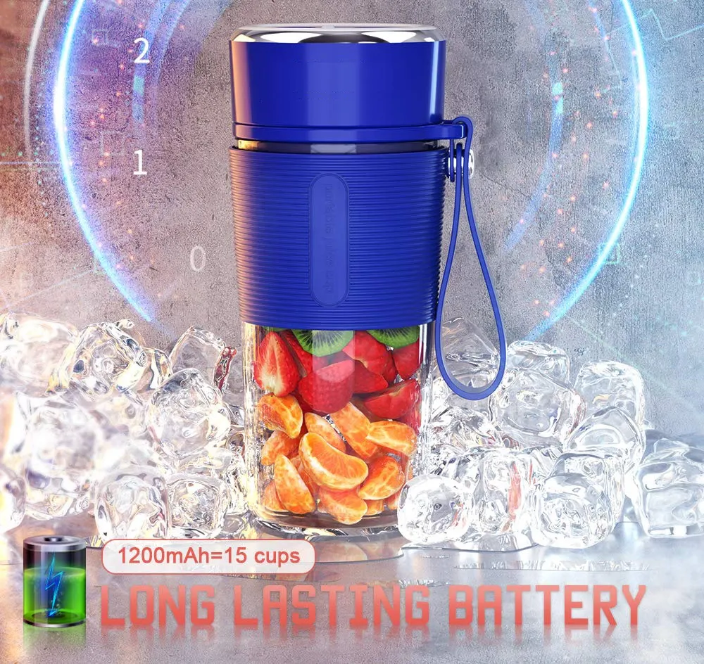 Portable 6 Blade High Torque Battery Powered Shaker Bottle Protein Leak Proof Plastic Blender Fruit Machine
