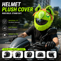 Housse de protection modulaire universelle anti-rayures pour casque de moto intégral en fausse fourrure de lapin douce, motif monstre vert goblin