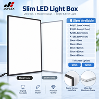 Boîte à lumière LED ultra-mince à cadre en aluminium, panneau en verre trempé avec bande lumineuse pour publicité A4 A3 A2 A1