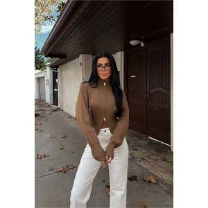 Cárdigan de Punto con Doble Cremallera Mink Balboa, Diseño Sólido y Estampado para Primavera, Verano, Otoño e Invierno - Product Image 3