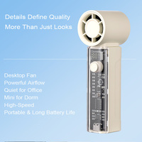 Ventilateur portable haute vitesse, 5 vitesses réglables, 3000mAh, rechargeable par USB, mini ventilateur silencieux pour bureau et maison