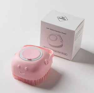 15 yıl fabrika yumuşak silikon Pet kedi köpek bakım masaj şampuan banyo fırçası şampuan konteyner ile - Product Image 6