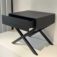 Table de chevet moderne de luxe minimaliste écologique faite à la main, 1 tiroir, placage de bois anthracite, frêne massif teinté, pour appartement et salon