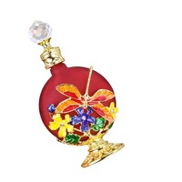 Flacon de parfum en verre peint exquis de 30 ml, forme ronde, base en métal avec bouchon en cristal, cadeau artisanal