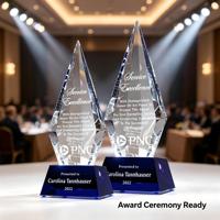 Trophée en cristal transparent de qualité supérieure avec base noire, logo gravé sur mesure, cadeau souvenir pour cérémonie de remise de prix, reconnaissance professionnelle