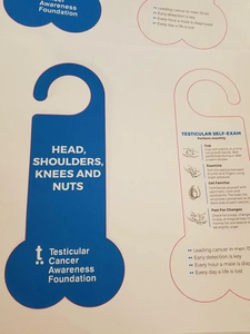 Testicular Self Exam Shower Cards Door Hangers Knobs Double Sided Funny Bathroom Handle Signs - Product Image 2