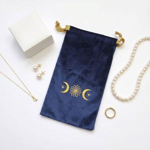 Custom Logo Printed Velvet Jewelry Bag Drawstring Gift <b>Perfume</b> Storage Velvet Bag <b>Mini</b> Travel Jewelry Bag String Bag Drawstring - Product Image 1