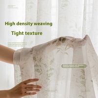 Rideau de fenêtre transparent en lin blanc haut de gamme de style pastoral-Filtrage de la lumière et protection de la vie privée avec paniers de rangement en baie