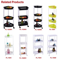 Organisateur de maison Panier de rangement en plastique à 3 niveaux en forme de triangle avec roulettes