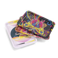 Plateau à rouler en métal coloré et psychédélique, durable, en fer blanc, accessoire de fumage pour œuvres d'art haute définition