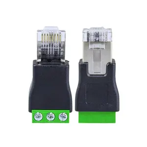 RJ45 Male to 3 Pin Green Screw Terminal Adapter RJ45 to RS485 Network Converter Integrated Terminal Connector