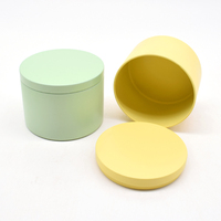Boîte en métal ronde noire personnalisée de 16 oz pour bonbons, thé, cadeaux, bougies en cire de soja, boîtes à bougies colorées roses de 4 oz et 8 oz