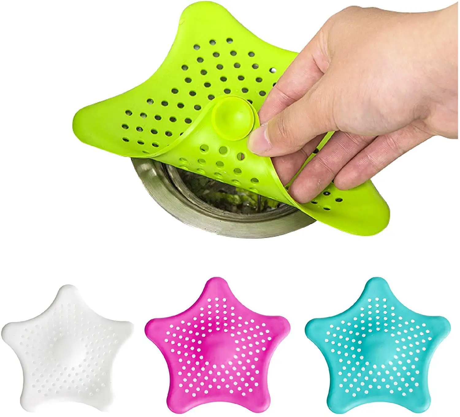 Drain Cover Hair Catcher Silicone Tube Drain Hair Stopper Square Round Star Modern Strainer Polished Flexible & Durable TPR