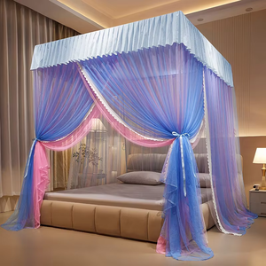 Zanzariera quadrata ecologica in stile principessa francese, con struttura rinforzata a doppio strato per letto matrimoniale, in garza. - Product Image 1