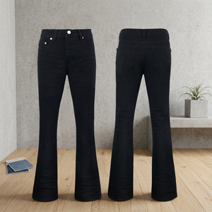 Jeans de Mezclilla Negros de Cintura Alta para Hombre, Corte Ajustado, Estilo Casual de Otoño - Product Image 3