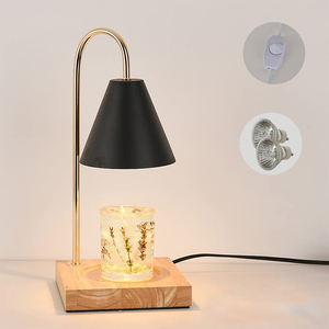 Lámpara Calentadora de Velas Eléctrica, Lámpara de Mesa para Dormitorio, de Madera y Mármol, con Interruptor de Brillo Ajustable y Regulador de Intensidad - Product Image 3