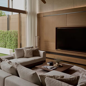 Ensemble de salon contemporain de luxe de style moderne et minimaliste Forfait villas pieds dans l'eau avec rangement caché Console <span class=keywords><strong>TV</strong></span> flottante - Product Image 2