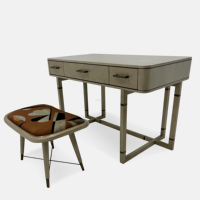 Table de toilette moderne de luxe en bois de pin massif, avec miroir éclairé, coiffeuse pliable, tiroir rotatif en acier inoxydable, bureau de chevet