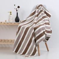 Serviette de bain en molleton corail super doux et écologique pour adultes Serviette de plage rayée épaissie pour spa Cadeau compressé pour usage domestique