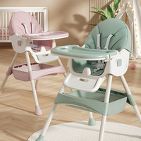 Chaise haute pour enfants pliable et portable 3-en-1 multifonctionnelle avec roulettes réglables