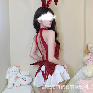 ชุดชั้นในเซ็กซี่ ประดับด้วยหนังแก้วแบบแพทเทิร์นต่อกัน สายรัดแบบกระต่ายสาว แต่งระบายไขว้ และดีไซน์เซ็กซี่แบบไม่ต้องถอดออก - Product Image 2