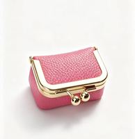 Mini pochette multifonctionnelle à fermoir Kiss Lock, couleur unie, en cuir PU, petite bourse carrée pour monnaie, bijoux et rouge à lèvres