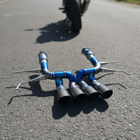 Tuyau d'échappement droit en titane finition bleu brûlé JTLD Catback pour Chevrolet Corvette C8 Z06 Super Sport X-Pipe - Échappement arrière