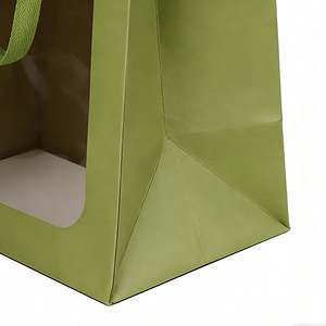Bolsas de Papel Verde Personalizadas con Ventanas Transparentes, Ideales para Empacar Flores Secas, Flores Frescas y Regalos Florales - Product Image 4
