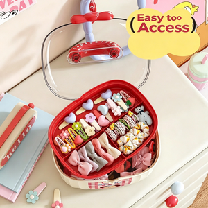 Caja de Almacenamiento de Plástico Minimalista de Doble Nivel Grande con Tapa para Joyas y Accesorios, Organizador Portátil de Mano - Product Image 4
