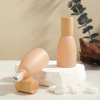 Flacon roll-on en verre givré vide de 10 ml avec bouchon en bois, rechargeable, pour huile de parfum, huile essentielle